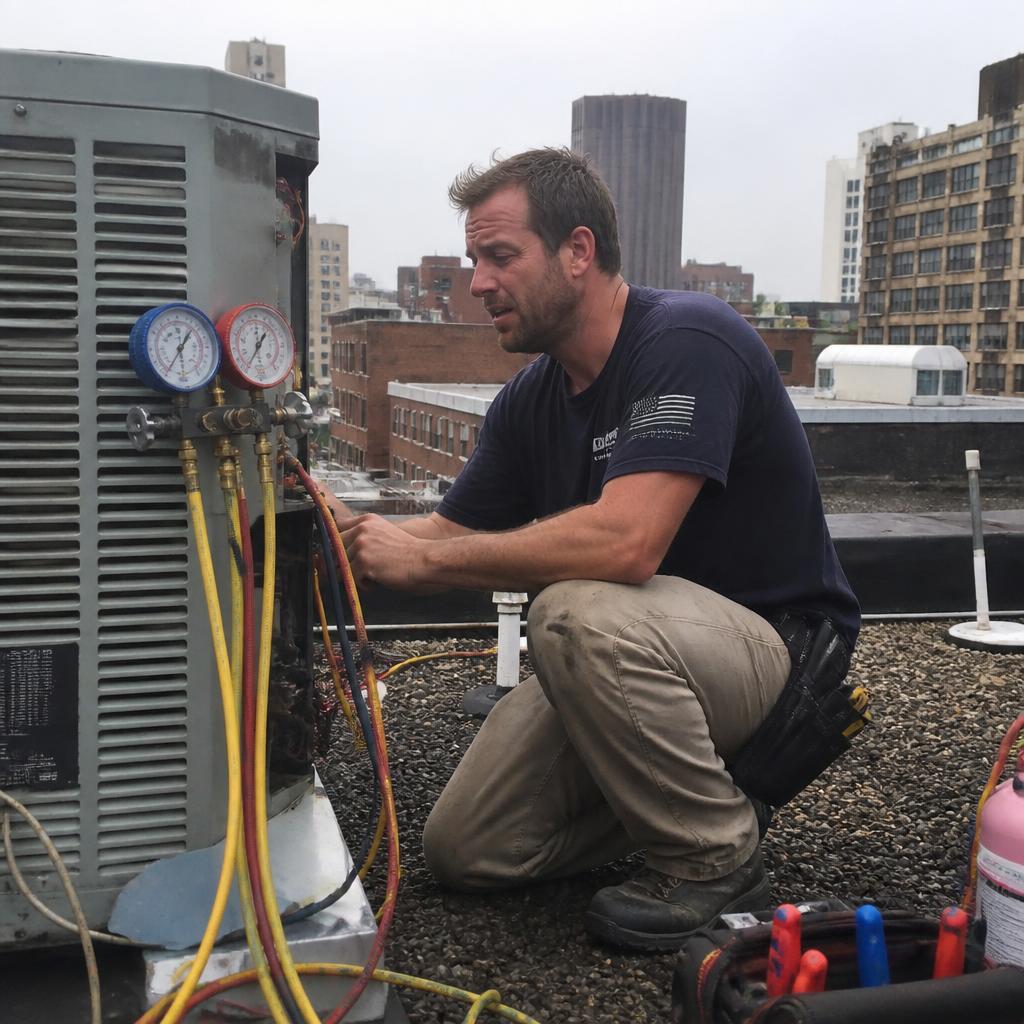 HVAC technician on a job site